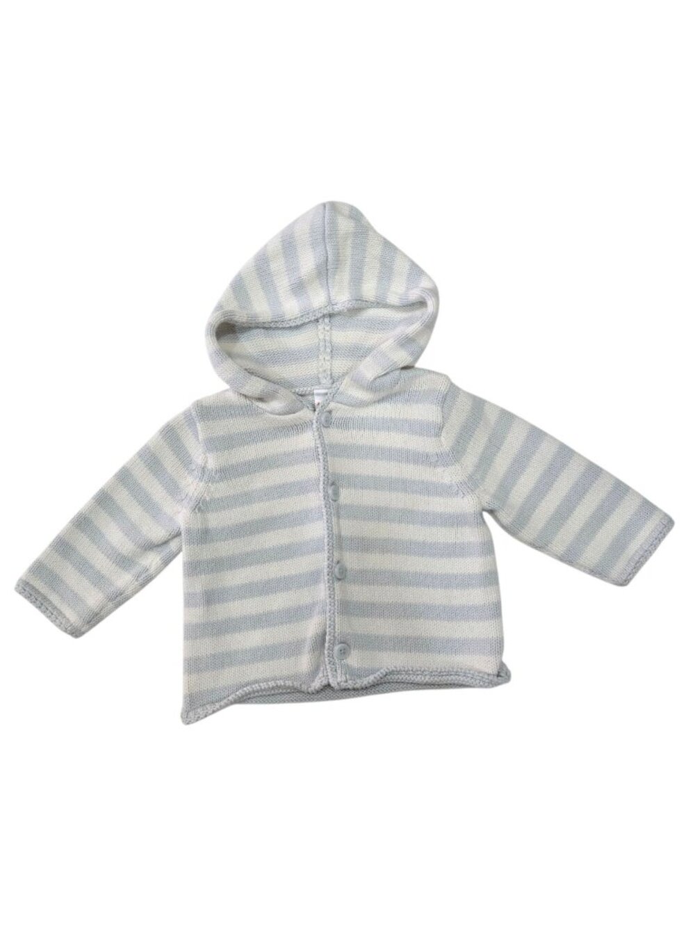 Hanna Andersson Baby Hooded Sweater 70 Organic Cotton Blue White Stripe Cardigan